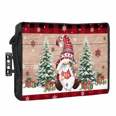 Edwiinsa Christmas Gnomes Outdoor TV Cover 48-50 Inch Weatherproof, Oxford Heavy Duty Waterproof Outside Flat Screen TV Cover Protector for Television Accessories Vintage Xmas Tree Winter Snowflake
