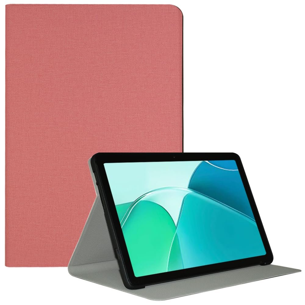 AIJAKO Case for TECLAST P40S / TECLAST New P40HD 2023 / TECLAST New M40 Plus 2023, PU Leather Slim Folio Cover with Auto Wake/Sleep Function Soft TPU Back Shell Multi-Viewing Angles Stand, Pink