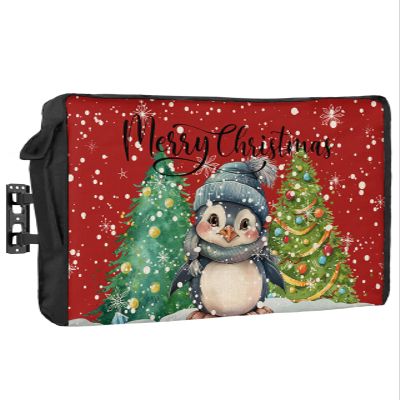 Red Penguin Christmas Outdoor TV Cover 48-50 Inch Weatherproof, Oxford Heavy Duty Waterproof Outside Flat Screen TV Cover Protector for Television Accessories Xmas Tree Winter Snowflake