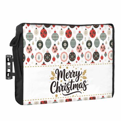 Christmas Balls Outdoor TV Cover 30-32 Inch Weatherproof, Oxford Heavy Duty Waterproof Outside Flat Screen TV Cover Protector for Television Accessories Xmas Tree Winter Snowflake Balls Rustic