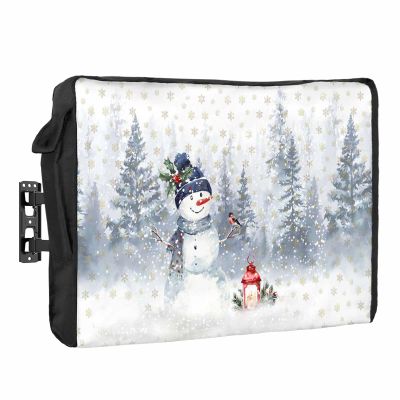 Edwiinsa Christmas Outdoor TV Cover 40-43 Inch Weatherproof, Oxford Heavy Duty Waterproof Outside Flat Screen TV Cover Protector for Television Accessories Xmas Tree Snowman Winter Snowflake Birds