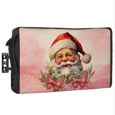 Christmas Outdoor TV Cover 48-50 Inch Weatherproof,Oxford Heavy Duty Waterproof Outside Flat Screen TV Cover Protector for Television Accessories Pink Xmas Santa Berry Botanical Winter Snowflake