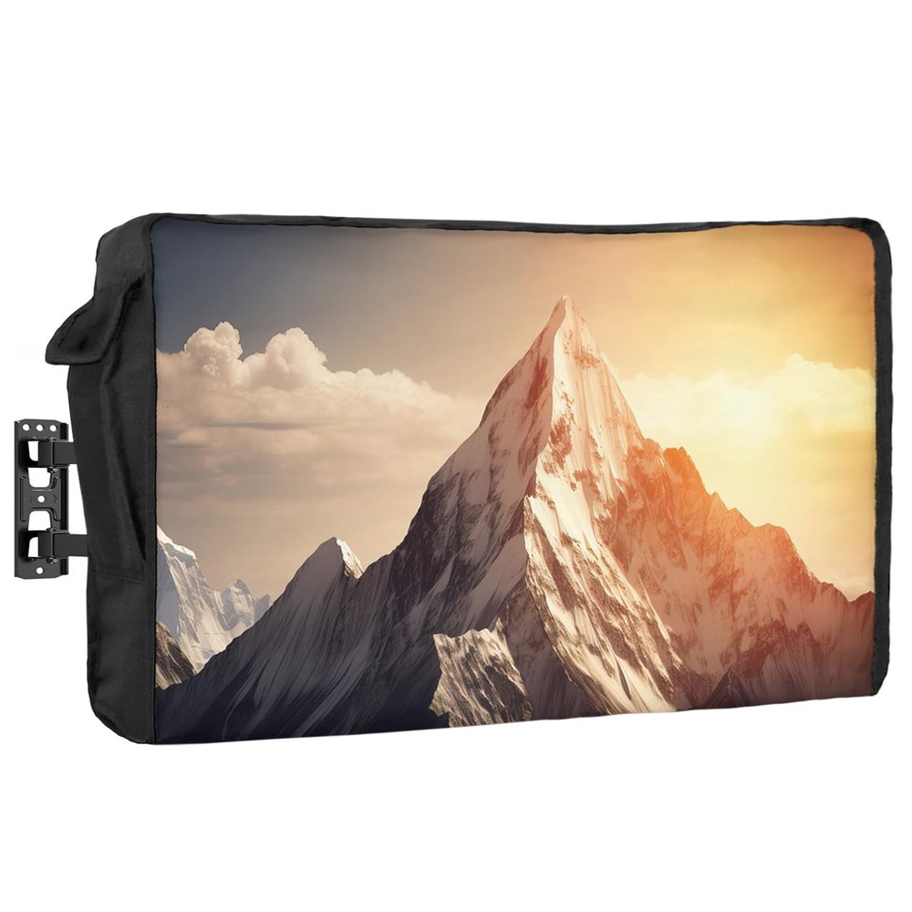 Sunset Mountain Outdoor TV Cover 48-50 Inch Weatherproof, Oxford Heavy Duty Waterproof Outside Flat Screen TV Cover Protector for Television Accessories Hill Natural Handscape Orange Blue Sky
