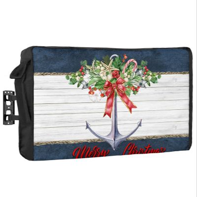 Christmas Outdoor TV Cover 80-85 Inch Weatherproof,Oxford Heavy Duty Waterproof Outside Flat Screen TV Cover Protector for Television Accessories Navy Blue Anchor Green Red Berry Xmas Botanical