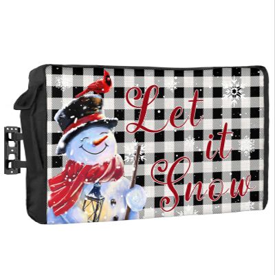Christmas Snowman Outdoor TV Cover 80-85 Inch Weatherproof,Oxford Heavy Duty Waterproof Outside Flat Screen TV Cover Protector for Television Accessories Xmas Winter Snowflake Birds Black White Plaid