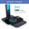 HYQFSAD 10W LED Desk Lamp with Wireless Charger and Display, 3 Colour temperatures USB Charging Dimmable Eye Caring Table Lamps, Touch Control for Bedside, Reading (Color : Black) view 3