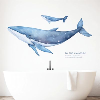 Blue Whale Wall Stickers, sacinora Cartoon Sea Animal Wall Decals Removable Vinyl Peel and Stick for Nursery Living Room Bedroom Bathroom Children's Room Playroom Art Decorations