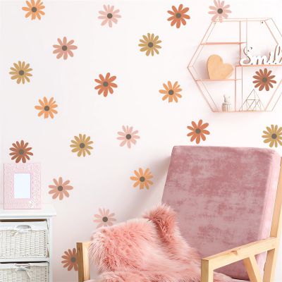 10 Sheets 60 Pcs Yellow-Brown Daisy Flowers Wall Stickers, sacinora DIY Floral Art Wall Decal Removable Vinyl Peel and Stick for Kids Baby Nursery Living Room Bedroom Closet Refrigerator Decorations