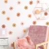 10 Sheets 60 Pcs Yellow-Brown Daisy Flowers Wall Stickers, sacinora DIY Floral Art Wall Decal Removable Vinyl Peel and Stick for Kids Baby Nursery Living Room Bedroom Closet Refrigerator Decorations view 1
