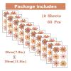 10 Sheets 60 Pcs Yellow-Brown Daisy Flowers Wall Stickers, sacinora DIY Floral Art Wall Decal Removable Vinyl Peel and Stick for Kids Baby Nursery Living Room Bedroom Closet Refrigerator Decorations view 3