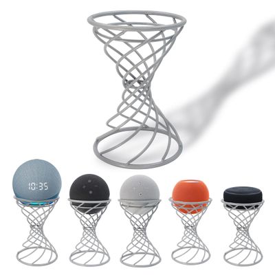 Dutiplus Smart Speaker Table Stand Decorative Holder for Echo Dot 3rd/4th/5th Gen, Echo 4th/5th Gen, Echo Glow, Apple Homepod Mini and Google Home Mini/Nest Mini (Silver)