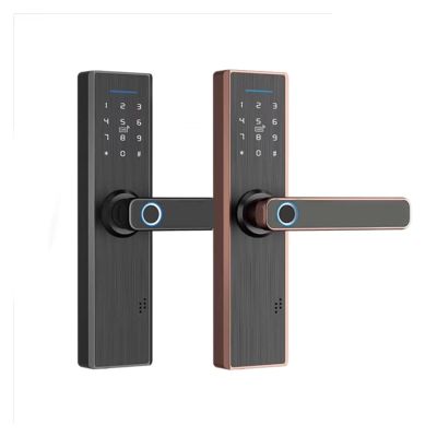 HAvern Tuya APP Fingerprint Lock Intelligent Door Lock Digital Door Lock Security Electronic Password Card Unlocking, Home Lock (Color : Black-only Handle)