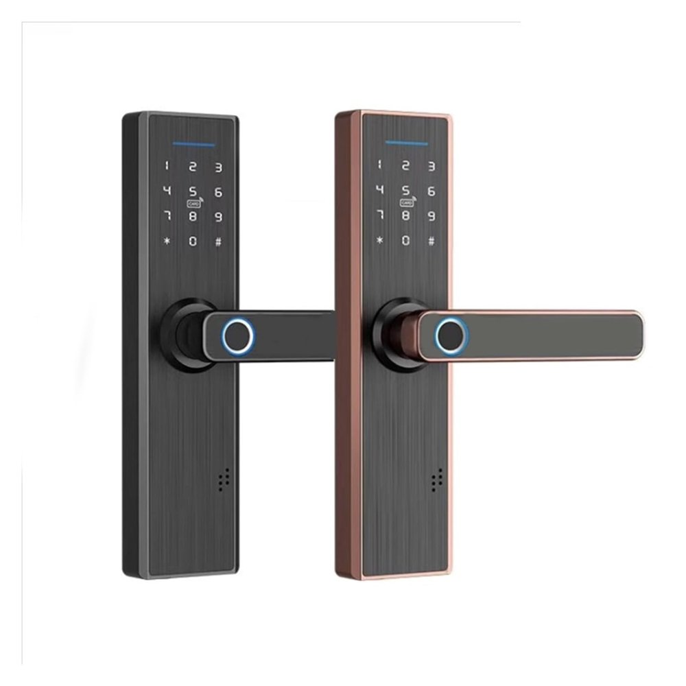 HAvern Tuya APP Fingerprint Lock Intelligent Door Lock Digital Door Lock Security Electronic Password Card Unlocking, Home Lock (Color : Black-only Handle)