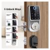 HAvern Tuya APP Fully Automatic Electronic Keyless Anti-Theft Intelligent Door Lock with Digital Fingerprint IC Card Mechanical Key Home (Color : Nickel) view 3