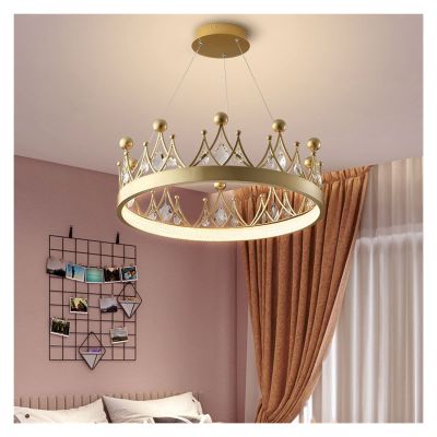 Chandelier, Crystal Chandelier Crown Series Nordic Bedroom Living Room Crown Crystal Chandelier Light Luxury Princess Children's Room net red lamp (Color : Maple Leaf 40cm, Size : Three Color dimmi
