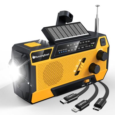 RunningSnail Hand Crank Emergency Radio with 3 Built-in Cable for Hurricane