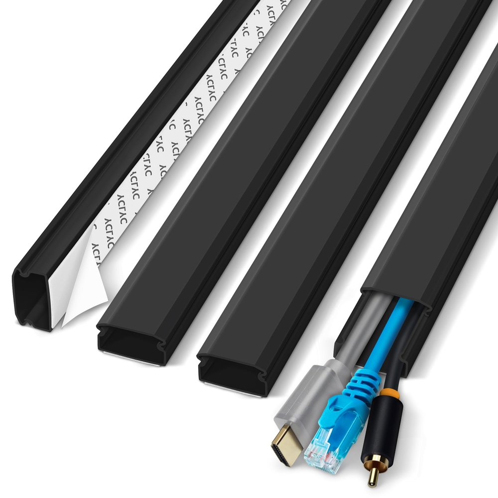 YCLYC Cable Cover, 62.8in Black Cord Hider for TV, Paintable Cord Cover Kit, Hide Cords - Cord Concealer Cable Channel 4xL15.7in W0.98in H0.5in