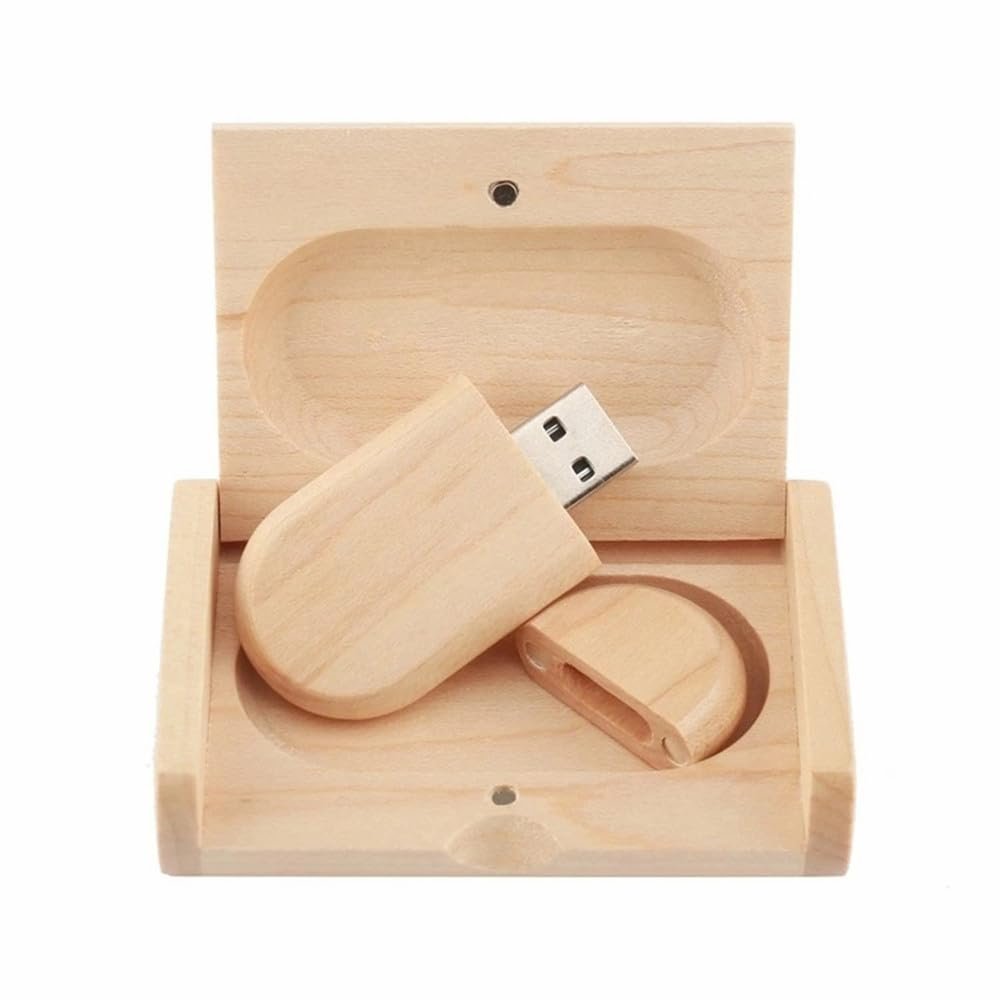 3.0 64GB Wood USB Flash Drive USB Disk Memory Stick with Wooden Box (3.0 64GB, Maple Wood-1)