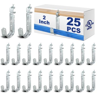 Tandefio 25 Pack Cable Support J Hook with Beam Clamp, Heavy Duty Metal Wire Cable Support J Hook Hangers for Wire Management(2 Inch)