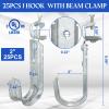 Tandefio 25 Pack Cable Support J Hook with Beam Clamp, Heavy Duty Metal Wire Cable Support J Hook Hangers for Wire Management(2 Inch) view 2