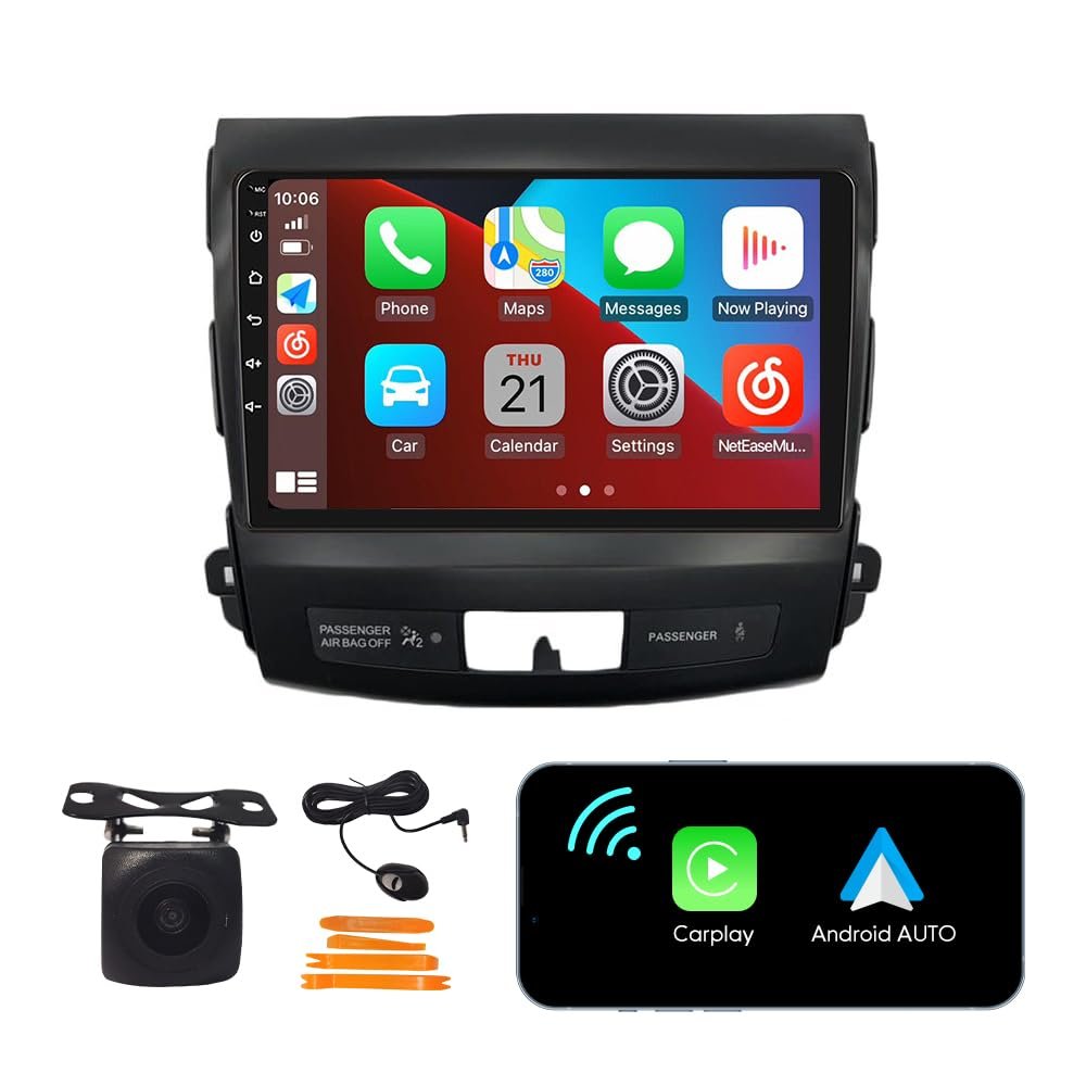 [2G+32G] Carplay Android Auto Touchscreen Autoradio Car Stereo GPS Navigation FM Radio Head Unit WiFi Mirror Link Multimedia Player GPS Radio DSP for Mitsubishi Outlander 2005-2012 if Applicable