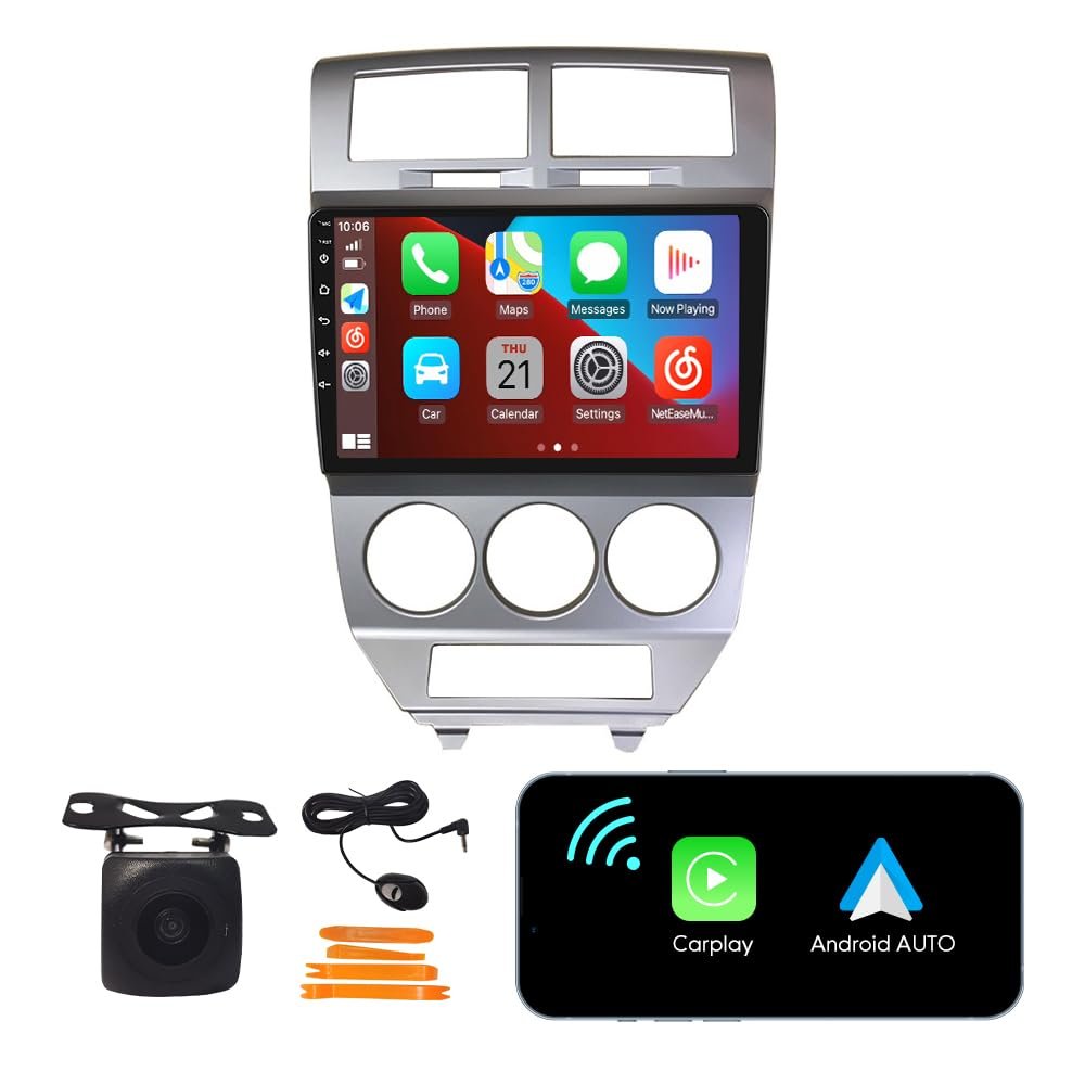 [2G+32G] 10.1" Carplay Android Auto Touchscreen Autoradio Car Stereo GPS Navigation FM Radio Head Unit WiFi Mirror Link Multimedia Player GPS Radio DSP Fordodge Caliber 2007-2010