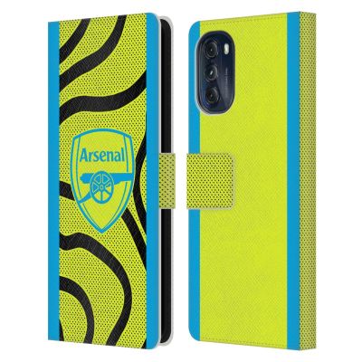 Head Case Designs Officially Licensed Arsenal FC Away 2023/24 Crest Kit Leather Wallet Case Compatible with Motorola Moto G (2022)