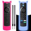 2 Pack Silicone Remote Cover Case Glow in The Dark, Anti-Slip Silicone Protective Case with Lanyard Blue & Rose Red view 1