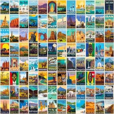 100 PCS Travel Around The World Travel Stickers for Water Bottles, Luggage, Laptop, Bike, Nature - Teens, Girls, Kids, Adults - World Stickers Set (Country & Regions Logo)