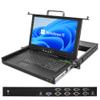 1U Rack Mount KVM Console, 1080P 15.6" LCD Monitor, 8 Port VGA KVM Switch with Keyboard Touchpad, OSD Control, 8 VGA USB KVM Cables, Dual Power Supply, All in One for Short Depth Network Cabinets view 1