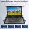 1U Rack Mount KVM Console, 1080P 15.6" LCD Monitor, 8 Port VGA KVM Switch with Keyboard Touchpad, OSD Control, 8 VGA USB KVM Cables, Dual Power Supply, All in One for Short Depth Network Cabinets view 2