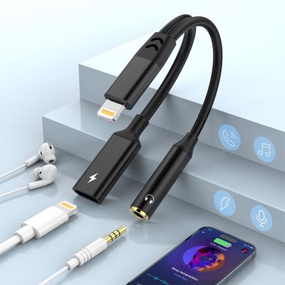 2-in-1 Lightning to 3.5mm Jack Headphone and Charger Cable for iPhone 14 Pro Max/14 13 12 11