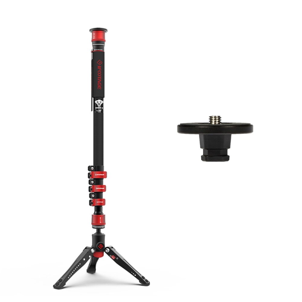 IFOOTAGE 71 "Aluminum monopod and Quick Release Version, Cobra 3 A180F, Retractable Video monopod with feet, Professional SLR monopod, Compatible with Sony Canon Nikon SLR Cameras