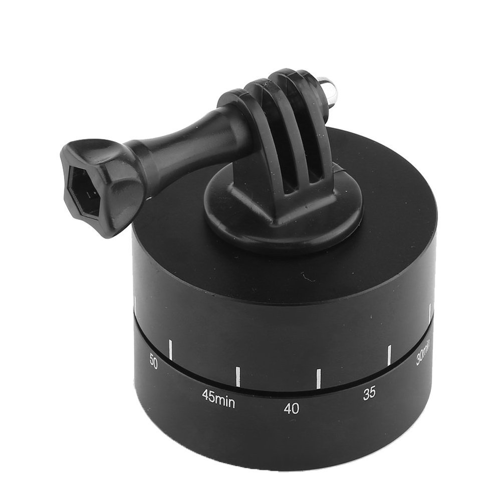 Rotating Tripod, Time Lapse Mount Metal 60 Minutes 360 Clockwise Setting Direction Black for Cameras