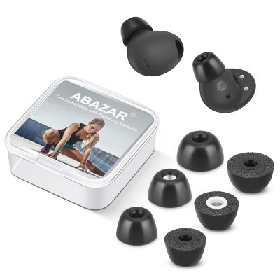 ABAZAR Memory Foam Tips for Samsung Galaxy Buds 2 Pro, No Silicone Eartips Pain, Anti-Slip Replacement Ear Tips, Fit in the Charging Case, Reducing Noise Earbuds, 3 Pairs (Assorted Sizes S/M/L, Black)