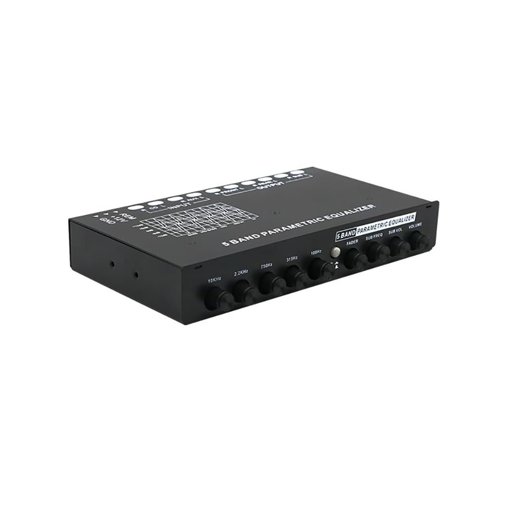 LeTkingok Multifunctional 5 Band Car Equalizer, Car Audio EQ Tuning Crossover Amplifier Parametric Equalizer Car Audio Equalizer