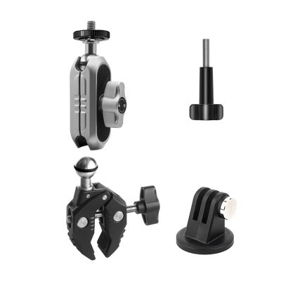 Andoer Camera Mounts Clamp Mount Bicycle Handlebar Adapter Mount Aluminum Alloy with Dual 360Rotatable Ball Head with GoPro Adapter Compatible with GoPro Hero 11/10/9/8/7 Insta360 One/X2/X3 Cameras