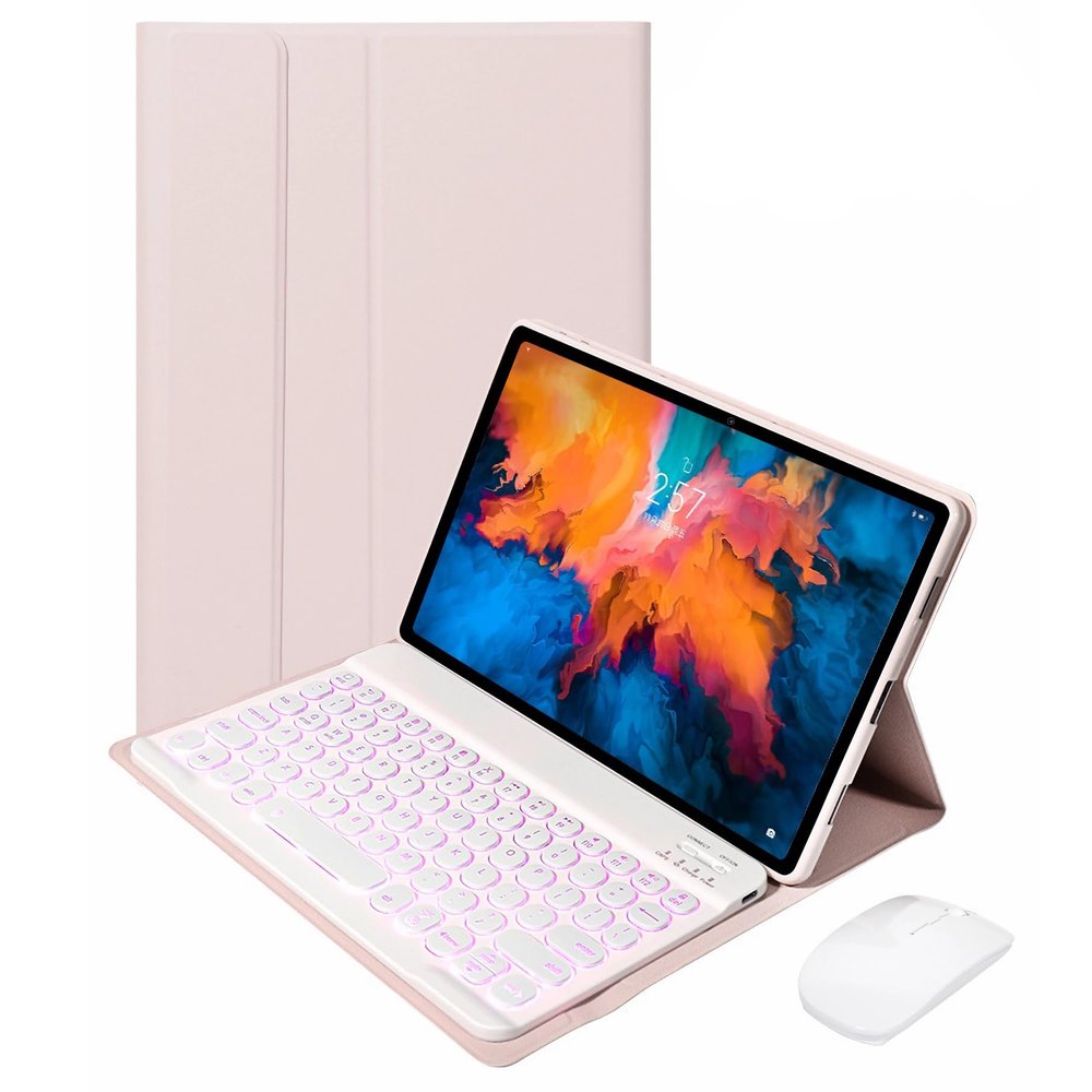 Keyboard Case for Lenovo Tab P11 Pro 2Nd 2022 11.2" TB132FU TB138FC, Backlit Keys, Wireless Detachable Keyboard with Bluetooth Mouse,Pink