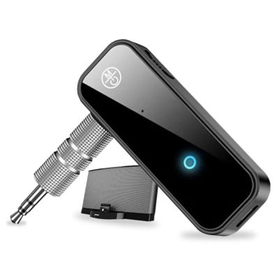 WOOXGEHM Car Bluetooth 5.0 Receiver, Noise Canceling 2 in 1 AUX Adapter, Home Stereo Bluetooth Music Receiver, Hands Free Calling for Computer TV Projector Speaker Headset