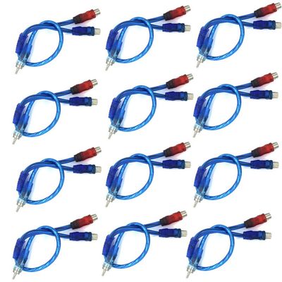 12PCS 12" RCA Audio Jack Cable Y Splitter Adapter 1 Male to 2 Female Plug