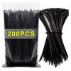 BREAKA Nylon Cable Tie Plastic Self-Locking Binding Tape Black White Cable Tie Fastening Loop Cable Tie Reusable Office Wire Wraps (Color : Black-200pcs, Size : 2.5x200mm) view 3