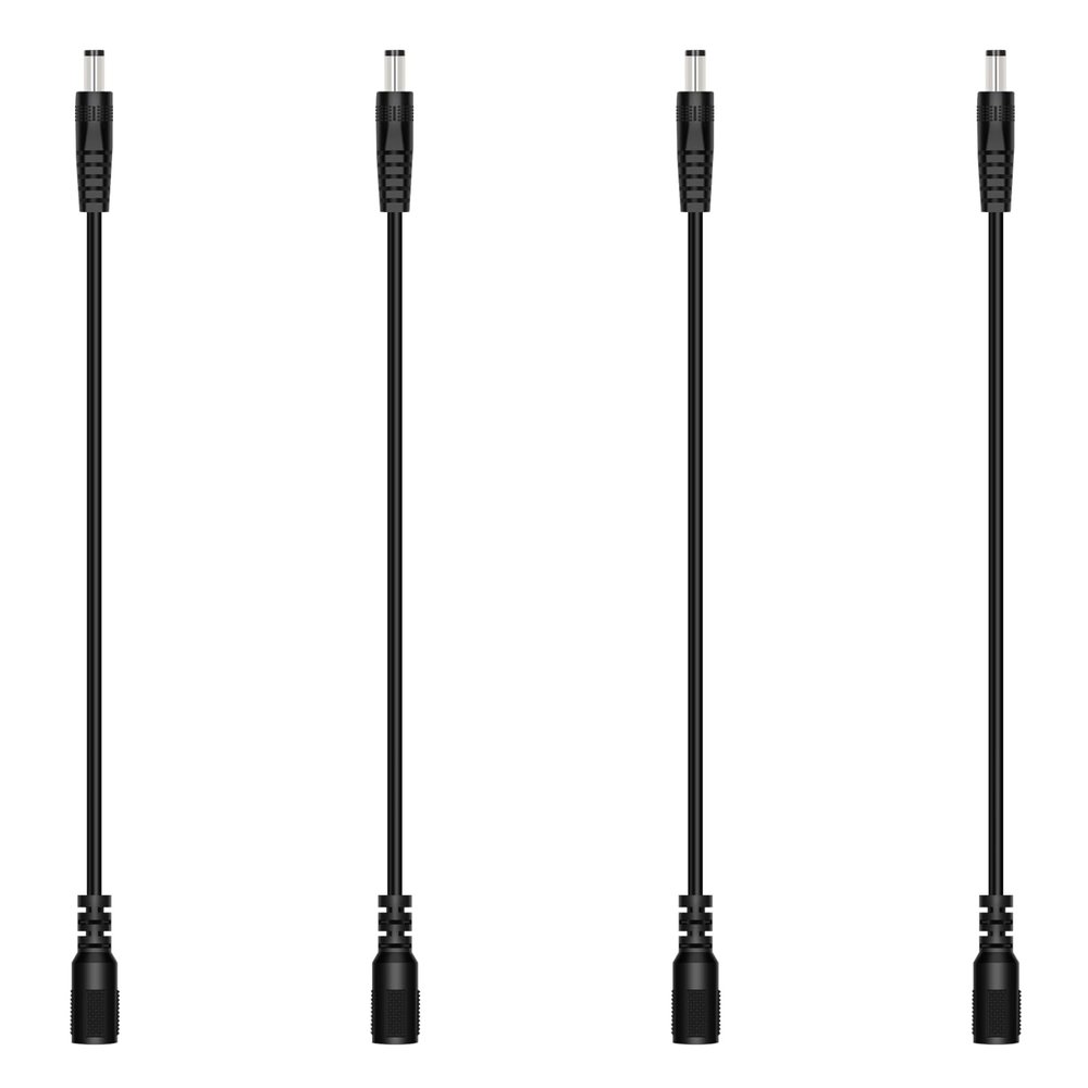 Fancasee DC Power Extension Cable, 5.5mm x 2.5mm Extension Cord, 4-Pack 1FT Male to Female Plug Jack Power Supply Adapter Cable for CCTV Surveillance Security Camera LED Strip