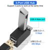 HATMINI 3 Ports USB Hub,USB Male to Female Expansion Adapter 2 Pcs 90 Degree Splitter 1 USB 3.0 and 2 USB 2.0 Port Portable Powered Data for Connecting Mobile Hard Disk, U Disk, Camera, Mouse,etc view 2