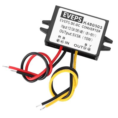 12V/24V/36V/48V to 5V 3A DC ConverterPower Supply for Car LED Screen, Monitor Camera, Fan, and More