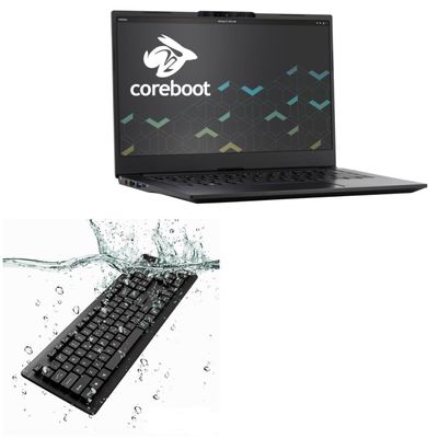 BoxWave Keyboard Compatible with System76 Lemur Pro (14 in) - AquaProof USB Keyboard, Washable Waterproof Water Resistant - Jet Black