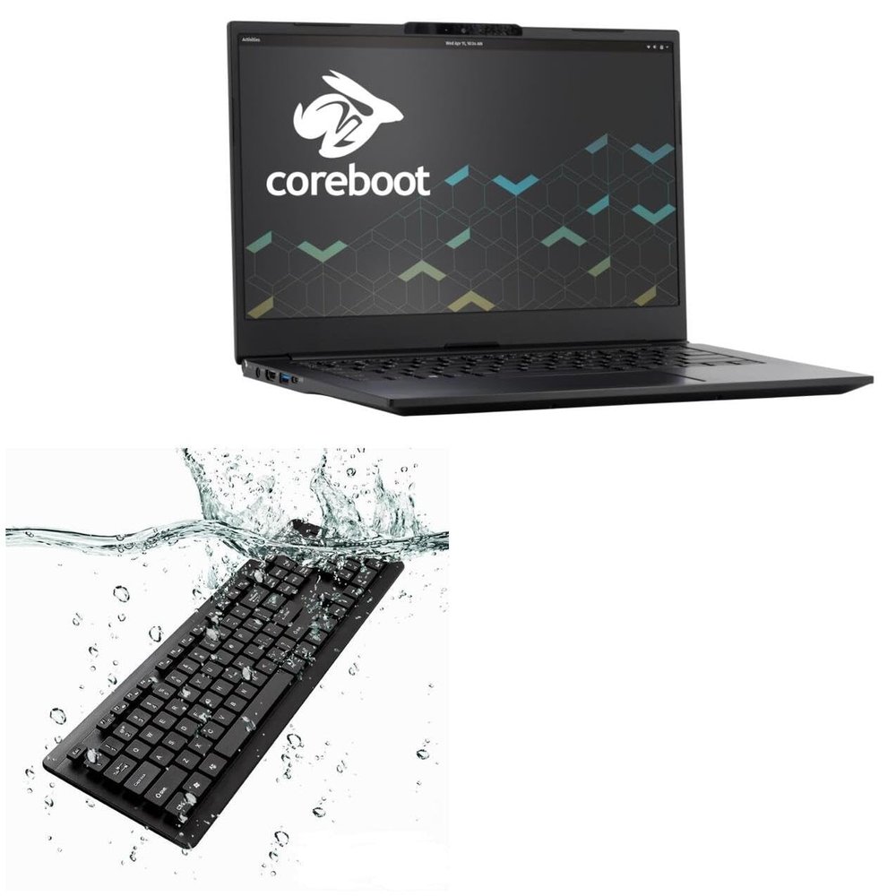BoxWave Keyboard Compatible with System76 Lemur Pro (14 in) - AquaProof USB Keyboard, Washable Waterproof Water Resistant - Jet Black