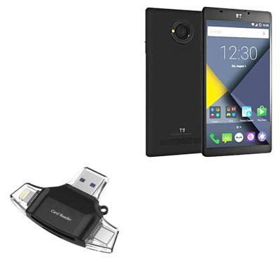 BoxWave Smart Gadget Compatible with YU nique Plus - AllReader SD Card Reader, microSD Card Reader SD Compact USB - Jet Black