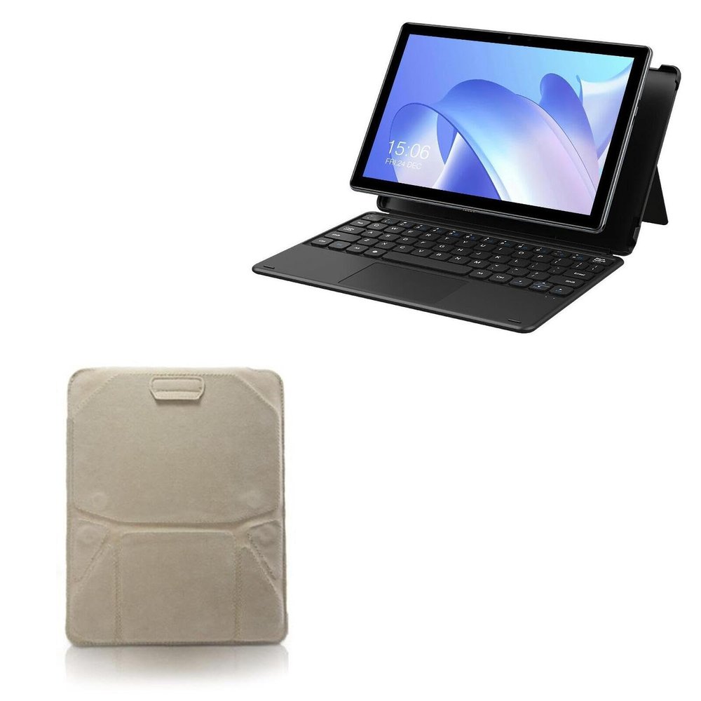 BoxWave Case Compatible with Chuwi Hi10 Go - Velvet Pouch Stand, Velour Slip Sleeve Built-in Foldable Kickstand - Tan