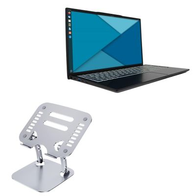 BoxWave Stand and Mount Compatible with Entroware Proteus EL07R4 (15 in) - Executive VersaView Laptop Stand, Ergonomic Adjustable Viewing Angle Metallic Riser - Metallic Silver