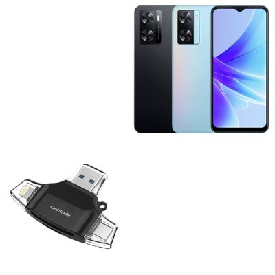 BoxWave Smart Gadget Compatible with Oppo A57s - AllReader SD Card Reader, microSD Card Reader SD Compact USB - Jet Black